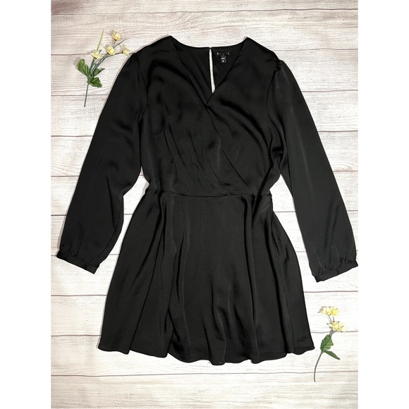 EXPRESS Long Sleeve Surplice Fit And Flare Dress - Picture 11 of 16